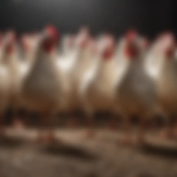 Poultry flock with visible leg bands during free range