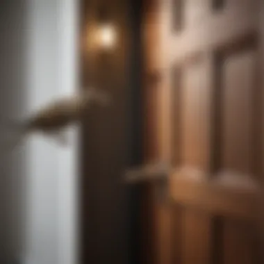 Guiding Bird to Exit A person gently guiding a bird towards an open door