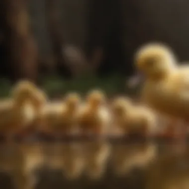 Newly hatched ducklings exploring their surroundings