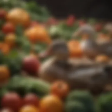 Fresh Vegetables for Healthy Ducks A close-up of fresh vegetables that are safe for ducks