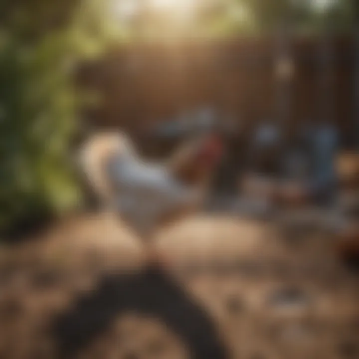 Healthy chicken in a backyard setting
