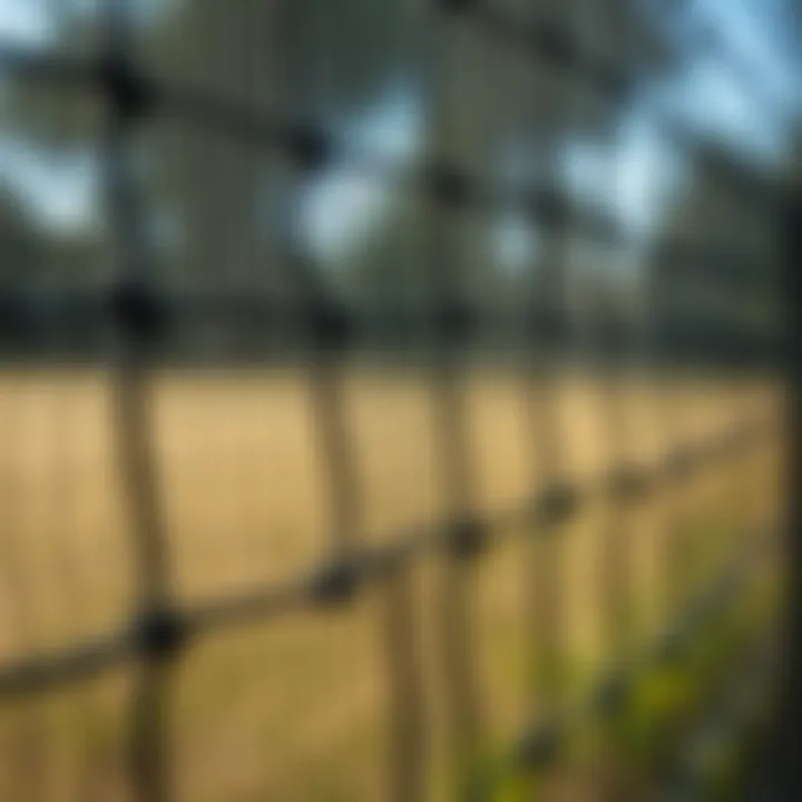 Close-up of nylon fence netting material showing texture