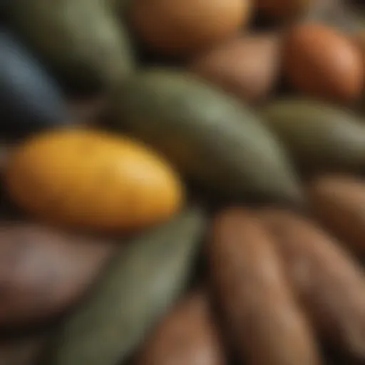 A close-up of olive egg layers showcasing their unique feather patterns and colors
