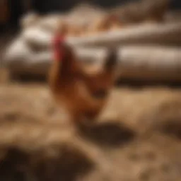 Natural bedding materials for chickens showcasing hay and straw