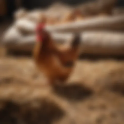 Natural bedding materials for chickens showcasing hay and straw