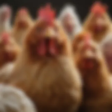 Diverse Dual-Purpose Chicken Breeds A vibrant assortment of dual-purpose chicken breeds showcasing their feathers and stature.