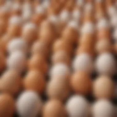 Egg Varieties from Dual-Purpose Chickens A close-up of eggs laid by various dual-purpose chicken breeds, highlighting their sizes and colors.