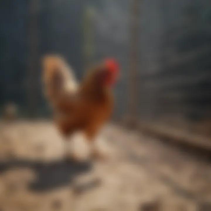 A well-structured chicken run with top netting