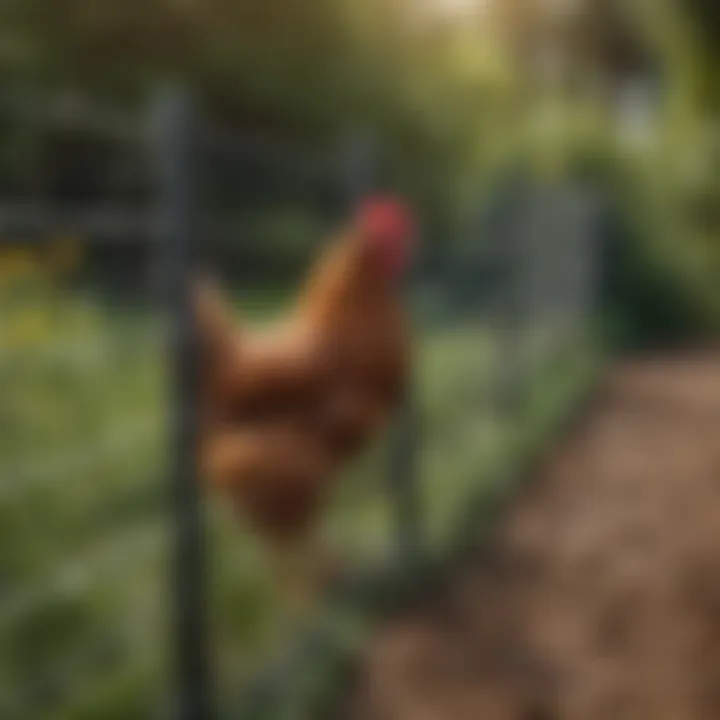 A high-quality wire mesh fence protecting chickens