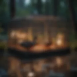 Spacious outdoor duck cage with natural elements