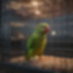 Vibrant parakeets enjoying a spacious flight cage
