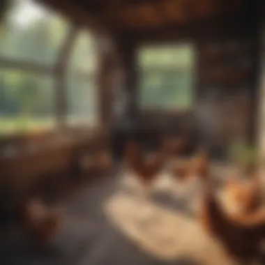 Interior view of chicken coop showcasing space and comfort for chickens.