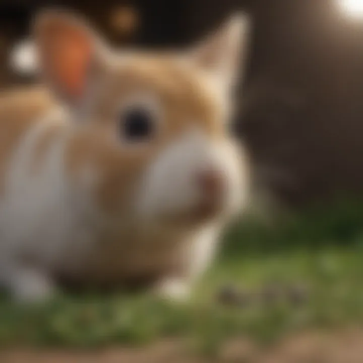 Alfalfa pellets being fed to small animals