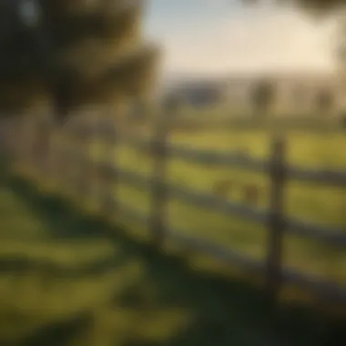 A well-maintained portable poultry fence with a picturesque rural backdrop.