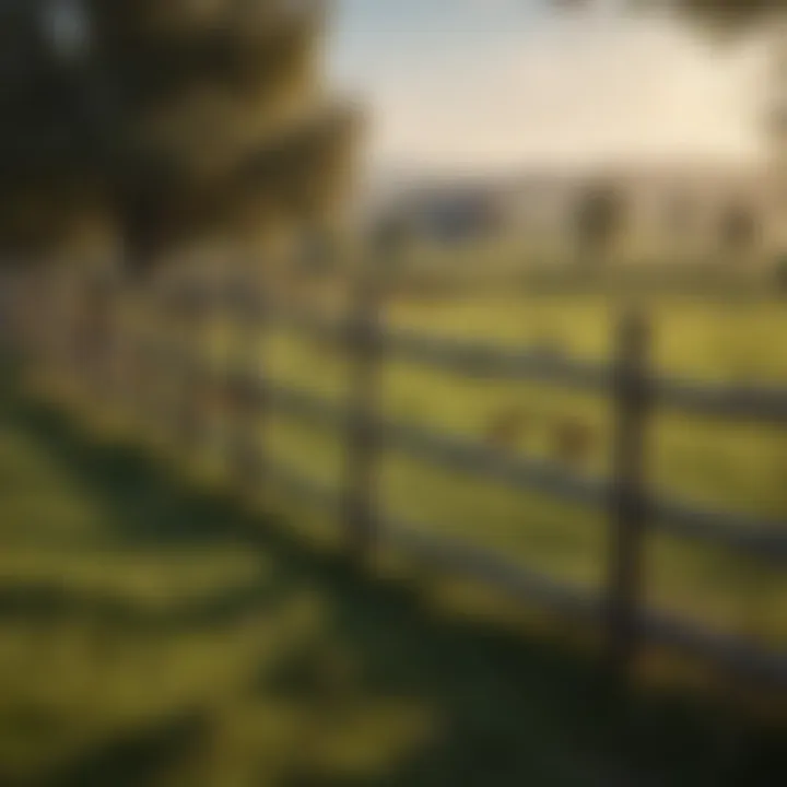 A well-maintained portable poultry fence with a picturesque rural backdrop.