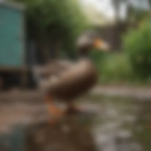 A duck near a potty training area