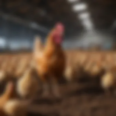 Healthy chicken on a farm showcasing poultry environment