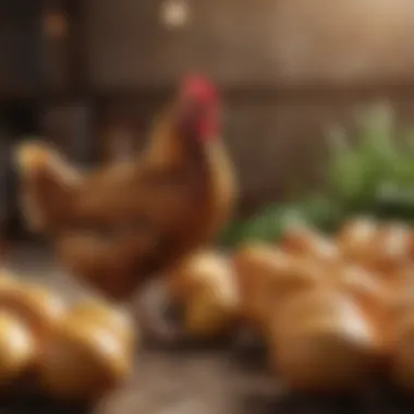 Diverse feed options illustrating balanced nutrition for chickens.