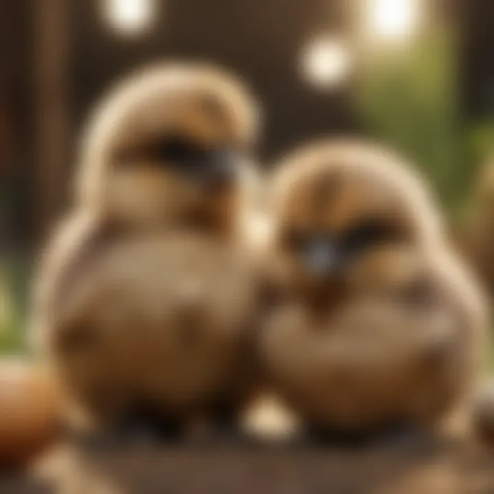 Close-up of Silkie chicks in a nurturing environment