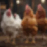 Colorful selection of chicken breeds in a backyard coop