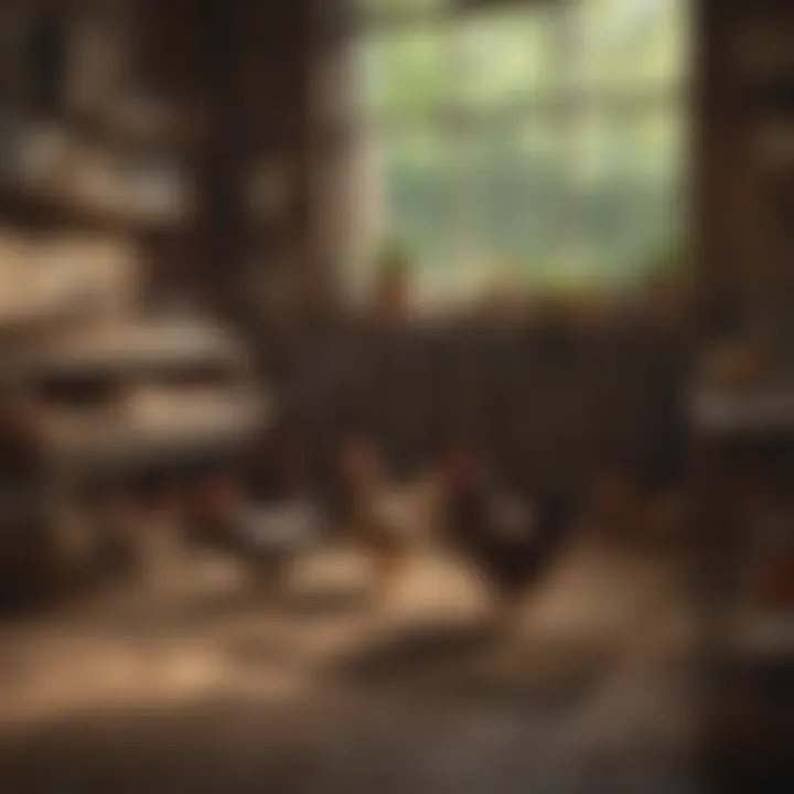 Cozy nesting area for chickens with fresh bedding
