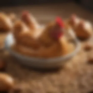 Bowl of nutritious chicken feed with grains and seeds