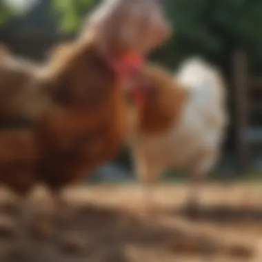 A veterinarian examining a chicken for health check