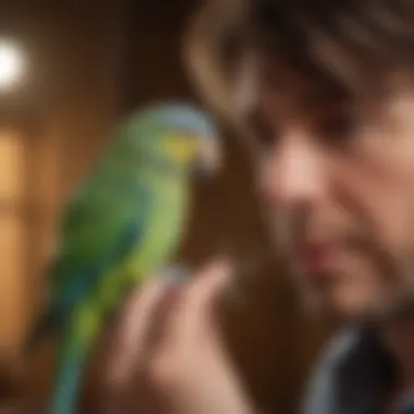Building Bonds with Your Parakeet A person interacting lovingly with a parakeet