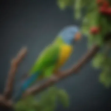 Parakeets in Their Natural Habitat Vibrant parakeets perched on a colorful branch