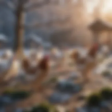Healthy Flock in Winter Healthy chickens enjoying outdoor space in winter