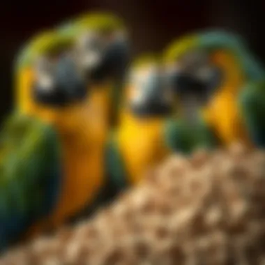Close-up of high-quality macaw pellets