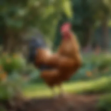 A majestic Serama chicken displaying its unique characteristics in a vibrant garden setting.