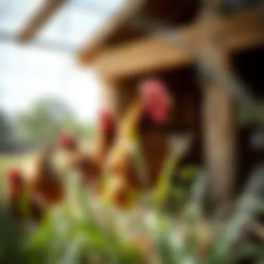 Chickens inside a protected coop with solar energy