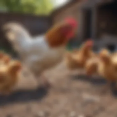 Chickens Thriving Outdoors Free-range chickens enjoying ample outdoor space