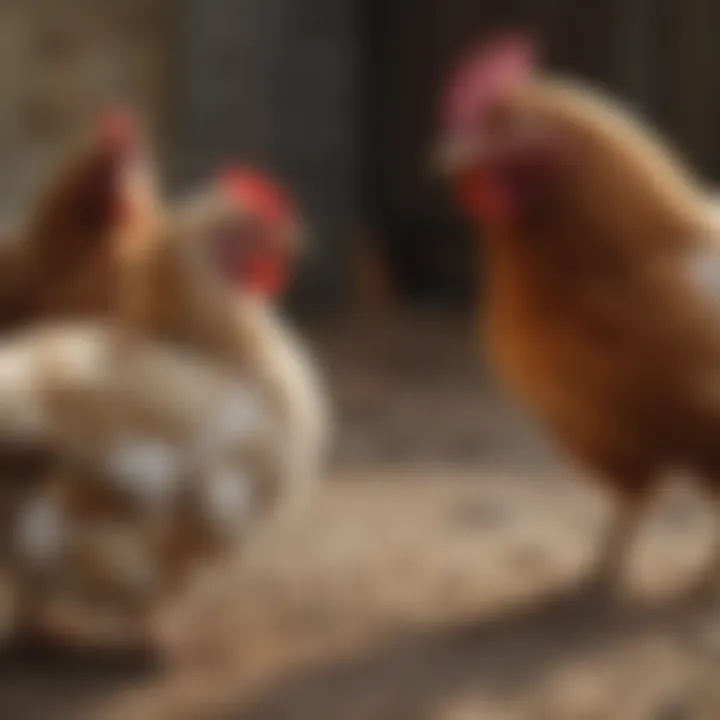 Chickens demonstrating social behavior in a flock
