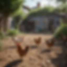 Spacious outdoor area for chickens to roam and forage