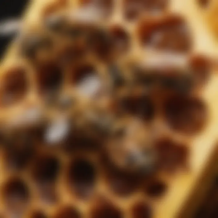 A close-up of bees working diligently on honeycomb, illustrating the intricate and fascinating world of bee life.