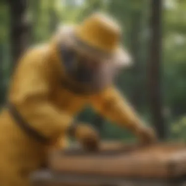 Hive Care and Maintenance A beekeeper maintaining a healthy hive environment