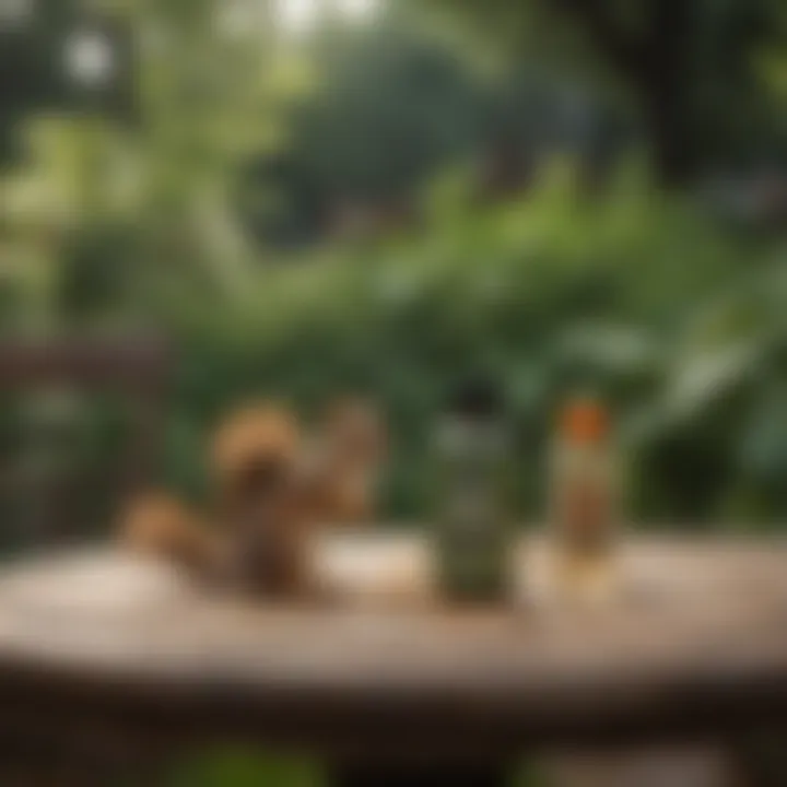 Natural repellents displayed on a garden table