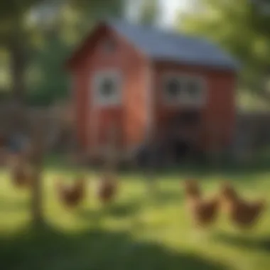 A chicken coop surrounded by effective temporary fencing