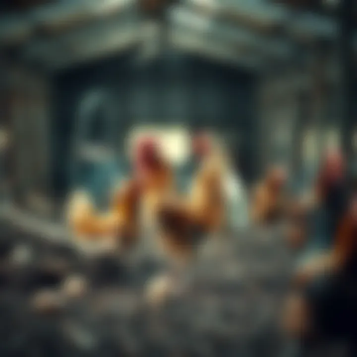 Ideal Chicken Living Environment Serene chicken habitat promoting health and yield