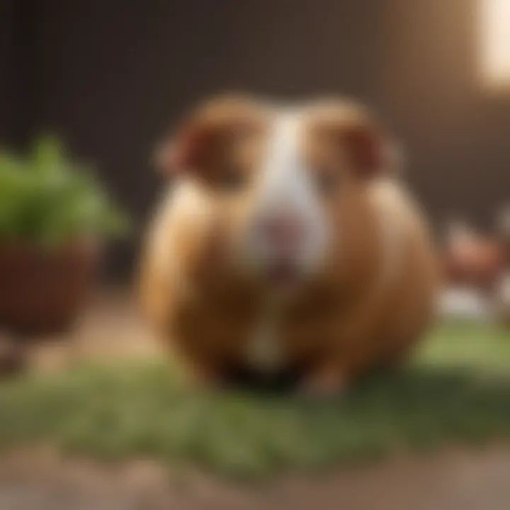 Guinea pig feeding on alfalfa pellets