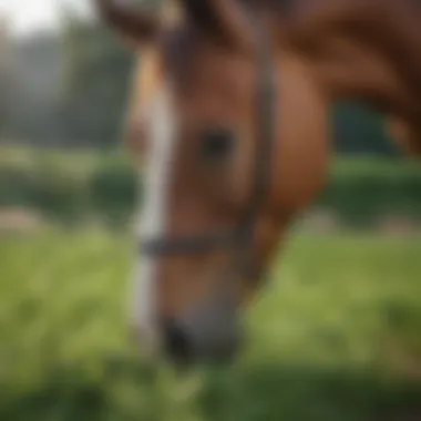 Horse grazing on alfalfa