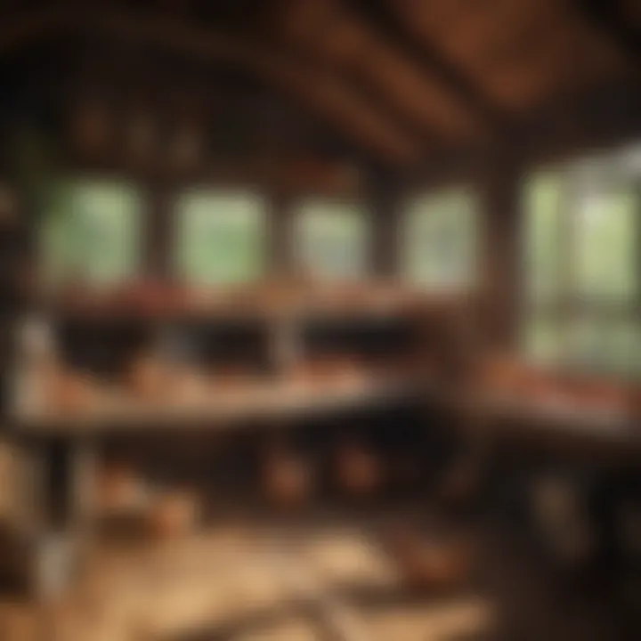 Interior layout of a double chicken coop highlighting nesting areas and chicken perches.