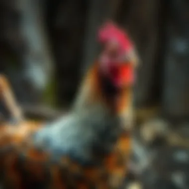Close-up of a hen in a natural environment