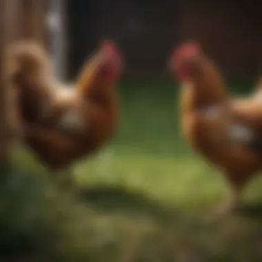 Poultry Welfare and Fresh Grazing Poultry enjoying fresh grass under a moveable coop
