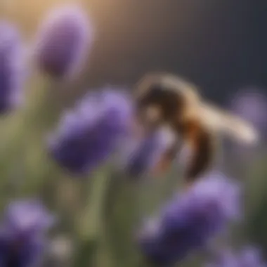 Bees and Lavender: A Perfect Match Close-up of a bee pollinating a lavender flower