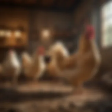 Healthy chickens thriving in an optimally lit environment