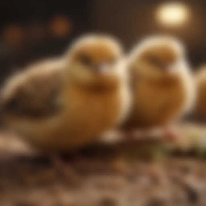 Chicks enjoying mealworms as a part of their diet