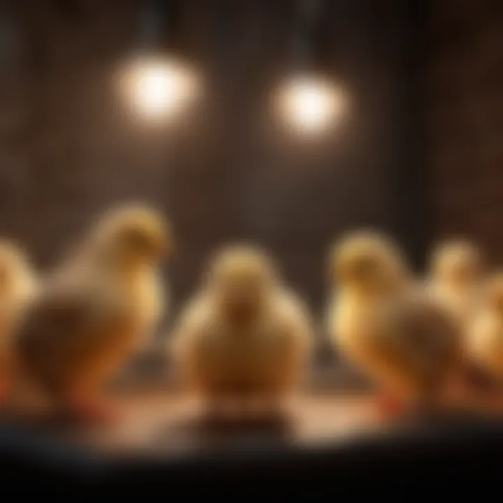 Different types of heat lamps for chicks displayed together